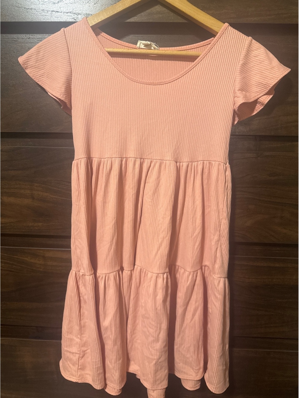 See You Monday Pink Tiered Short Sleeve Dress Size Small